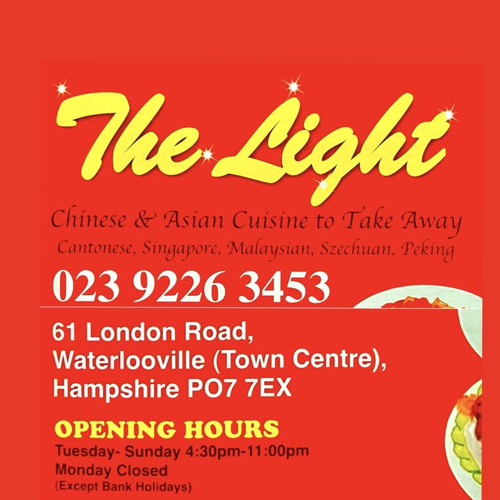 The Light Chinese Takeaway signage, London Road, Waterlooville